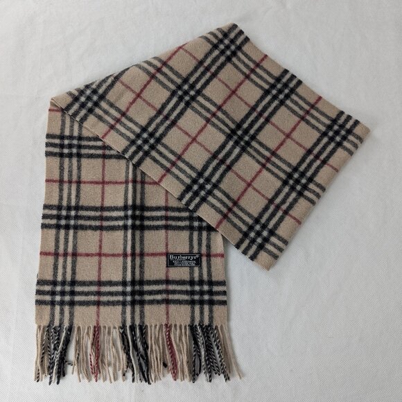 Authentic Burberry's Lambswool Scarf Beige – Unisex – Used – Elegant Fashion. - Picture 1 of 7